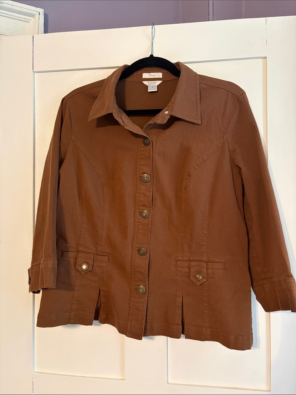 Christopher & Banks Chestnut Brown Button-Front Jean Jacket